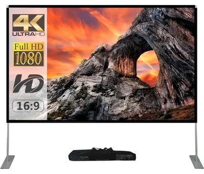 Productafbeelding van Projectiescherm - Filmscherm - Met statief - 100 inch 16:9 - Draagtas - Voor binnen en buiten