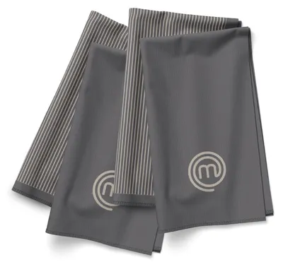 Zdjęcie produktu dla Zestaw 4 sztuk ścierek kuchennych MasterChef, 100% bawełna, kolor: szary, do kuchni