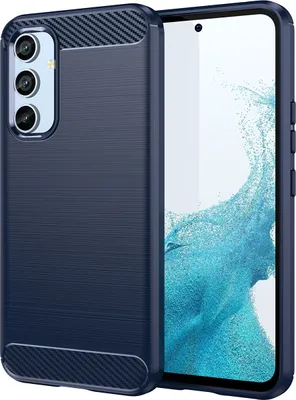 Produktbild von Galaxy A54 Hülle, Carbon-Faser TPU Silikon Stoßfest Schutzhülle für Samsung Galaxy A54 Blau