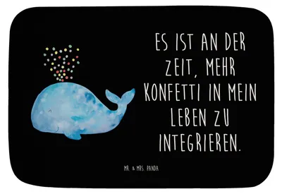 Produktbild von Mr. & Mrs. Panda Badteppich Wal Konfetti - Schwarz - Geschenk, Neuanfang, Trennung, Duschvorleger, Badezimmer Matte, Geburtstag, Wale, Badematte, Badvorleger, Meerestiere