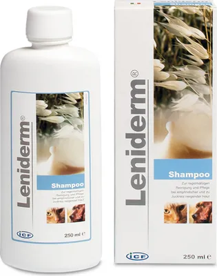 Produktbild von ICF Leniderm Shampoo 250 ml | für Hunde & Katzen | lindert Juckreiz & kräftigt das Haarkleid