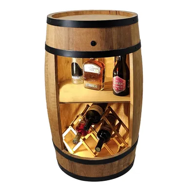 Produktbild von CREATIVE COOPER Fassbar mit Weinhalter. Weinregal - Holzfass Hausbar 80cm. Rustikaler deko Barschrank Weinständer – Fass. Fassbier, Wein Flaschenständer - Bar, eiche 80 cm
