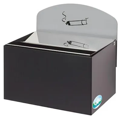 Produktbild von Robuster Wandascher mit Schild | 0,8 Liter, HxBxT 20x20x12,5cm | Verzinkter Stahl | Anthrazit