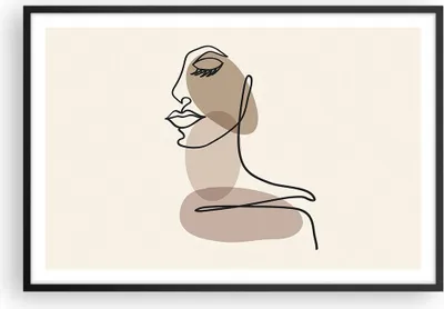 Produktbild von Gerahmtes Poster - Schwarzer Rahmen - Zeichnung einzeilig Frau - 91,5x61 cm - Wand Bild - Wanddeko - Wandbilder - Kunstposter - Wandposter - Bilderrahmen - Bilder - Kunstdruck - P2BAA91x61-4612