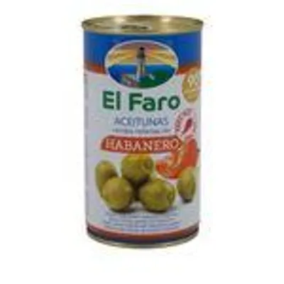 El Faro | Grüne Oliven gefüllt mit Habanero-Paste | Extra scharf | Spanische Tapas | 350 g / 150 g Abtropfgewicht