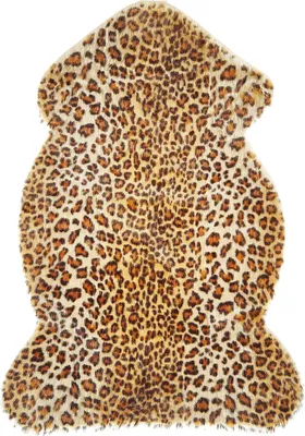 Produktbild von BELIANI Kunstfell Teppich Braun Webpelz Stoff Leopardenmuster Fellform Pelzimitat Bettvorleger Läufer Überwurf für Sitzmöbel Sofa Couch Sessel Stühle