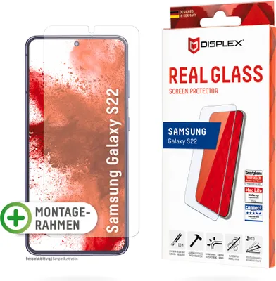 Produktbild von Displex Panzerglas (10H, 2D) für Samsung Galaxy S22/S23, Eco-Montagerahmen, kratzer-resistent, Samsung, Galaxy S22/S23, Trockene Anwendung, Schlagfest, Kratzresistent, Staubresistent, Transparent, 1 Stück(e)
