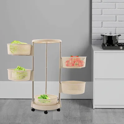 Produktbild von Aufbewahrungsregal, beweglicher Küchenaufbewahrungswagen, 5-stufiger rollender Einkaufswagen
