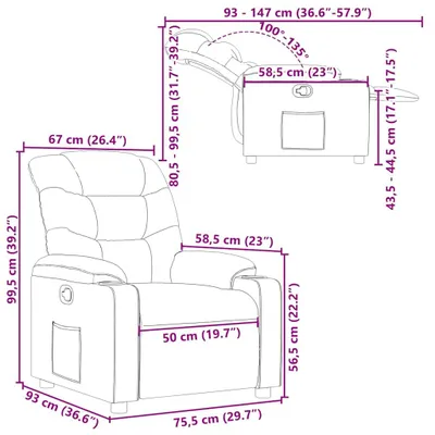 Imagen del producto de Sillón reclinable negro de vidaXL, tapizado en cuero sintético