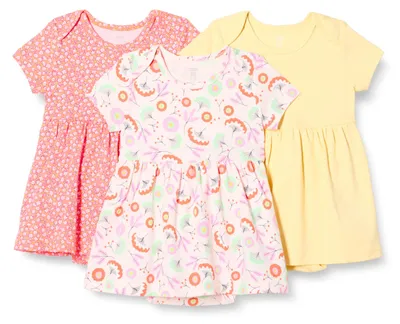 Obrázek produktu pro A. Essentials Baby – Dívčí bavlněné letní šaty s krátkým rukávem, sada 3 kusů