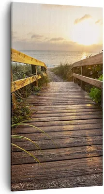 Produktbild von Bild auf Leinwand - Leinwandbild - Fußgängerbrücke Meer Strand Ufer - 55x100cm - Wand Bild - Wanddeko - Leinwanddruck - Bilder - Kunstdruck - Leinwand bilder - Wandkunst - PA55x100-2617