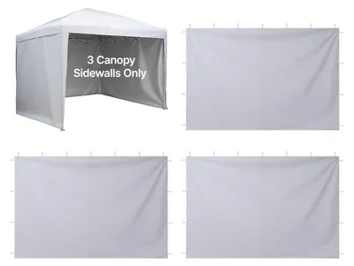 Produktbild von Pavillon-Seitenwände & Seitenteile - Set 3-teilig für 3 x 3 m Faltpavillon - Wasserfest - Polyurethanbeschichtet - UV-Schutz - Mit Reißverschluss - Weiß