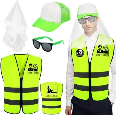 Produktbild von Brautwerf-Kostüm für Junggesellenabschied mit Hut, Schleier und Abzeichen