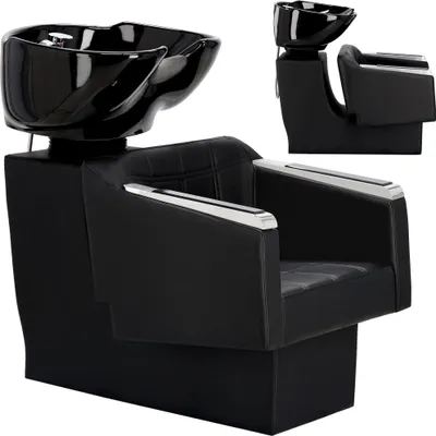 Produktbild von Friseurwaschanlage Barberwaschanlage Pikos zum Friseur- und Barbersalon bewegliche schüssel keramik Armatur Batterie Kopfhörer