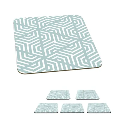 Obrázek produktu pro KitchenYeah® Skleněné podtácky Square Set of 6 Design - Geometry - Pattern - Triangle 10x10 cm Coasters for Glasses - Drink Coasters - Table Top Protectors - Table Coasters for Cups Table B