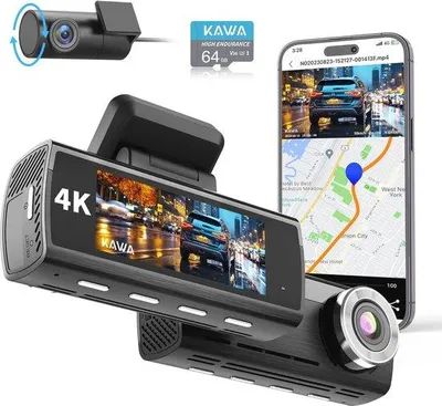 Obrázek produktu pro Autokamera s GPS, rozlišením 4K, nočním režimem a paměťovou kartou o kapacitě 64 GB