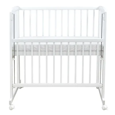 Produktbild von Baby-Delux Beistellbett Stillbett Babybett 90x40 weiß inkl. Matratze Bettwäsche Set komplett Waffelpique Musselin Beige