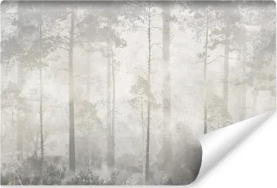 Produktbild von Muralo Selbstklebende Fototapete WALD IM NEBEL Bäume Pflanzen Beton Vintage Stil Br. 520cm x Hö. 318cm