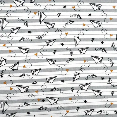 Produktbild von Bio Organic Baumwoll-Jersey Kinderstoff Papierflieger ab 0,5x1,65m Jersey-Stoff