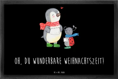 Produktbild von Mr. & Mrs. Panda fußmatte Smörle Winterzeit 40 x 60 cm - Schwarz - Geschenk, Sauberlaufmatte, Weihnachten, Abtretmatte, Grüße, Schmutzfangmatte, Eingangsteppich
