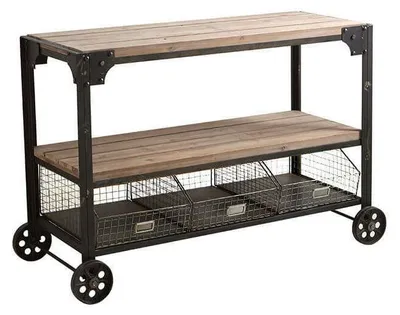 Image de Meuble en Bois et Métal - 135 cm - Gris - Collection Industrialis