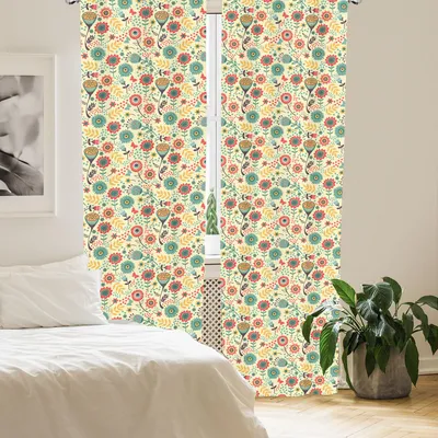 Obrázek produktu pro Abakuhaus, závěsy na okna, květinový motiv, sada 2 kusů, 150 x 175 cm