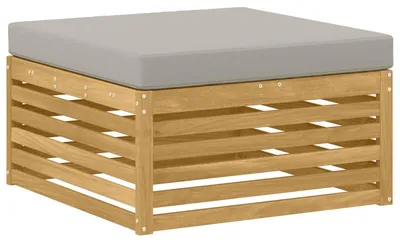Image de Pouf d'Extérieur Bois d'Acacia Massif Blanc
