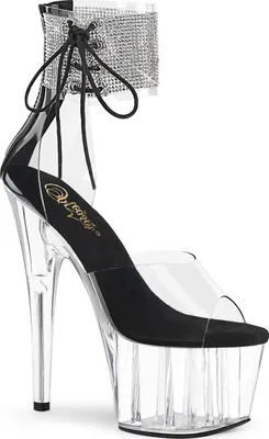 Produktbild von ADORE-724RS Damen Sandale von Pleaser, Transparent Schwarz , EU 42, US 12