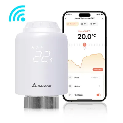 Produktbild von SALCAR Heizkörperthermostat Smartes WiFi Heizungsthermostat Programmierbar
