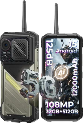 Obrázek produktu pro HOTWAV Hyper 8 Ultra 5G Outdoorový mobilní telefon s vysílačkou, 125dB reproduktor/KI-Photo, 5G Android 15 6,8" 2K 120Hz , 32GB+512GB 12000mAh 55W,WiFi 6/NFC