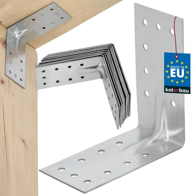 Obrázek produktu pro KOTARBAU® Sada 12 ks úhlových spojek, regálové úhelníky 125 x 125 x 55 mm, úhelníky pro těžké zatížení, dorazové úhelníky, zesílené kovové úhelníky, stavební spojky, pozinkovaná ocel