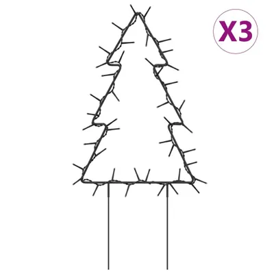Zdjęcie produktu dla Świąteczne choinki na szpikulcach, 3 szt., 50 LED, 30 cm