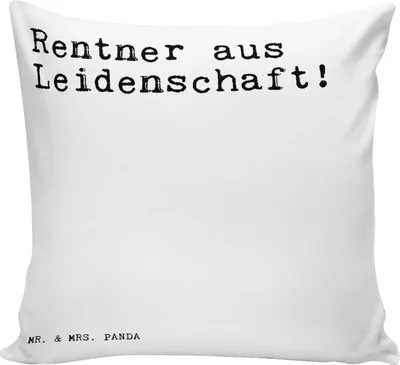 Produktbild von Mr. & Mrs. Panda zier kissen Rentner aus Leidenschaft!  - Weiß - Geschenk, Polster, Zierkissen, Spruch Sprüche Weisheiten Zitate Lustig Weisheit Worte, Rentnerin, Deko
