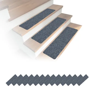 Treppenmatten-Set 16 Stk., 75x20 cm, hellgrau, selbstklebend
