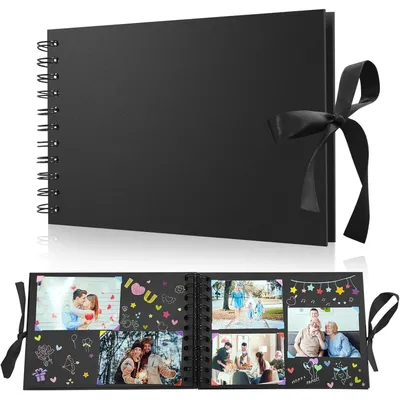 Produktbild von Fotoalbum zum Selbstgestalten, Scrapbook, 60 Schwarze Seiten, 24 x 17 cm