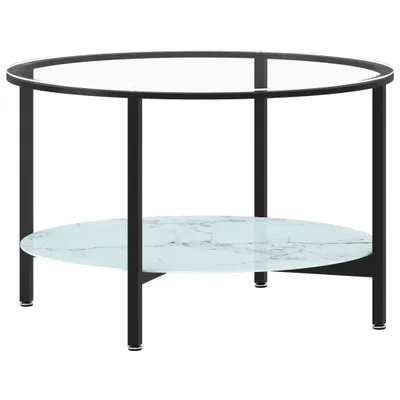 Produktbild von Beistelltisch Schwarz und Weiße Marmor-Optik 70 cm Hartglas