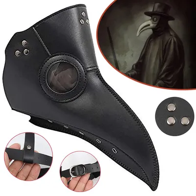 Produktbild von Pest Doktor Vogelmaske, Leder Vogelmaske Halloween Kostüm Requisiten Maske für Festival Party Dress Up Cosplay