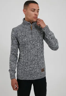 Produktbild von SOLID SDPankraz Herren Strickpullover Troyer Grobstrick Pullover mit Zopfstrickmuster Reißverschluss 100% Baumwolle Regular fit