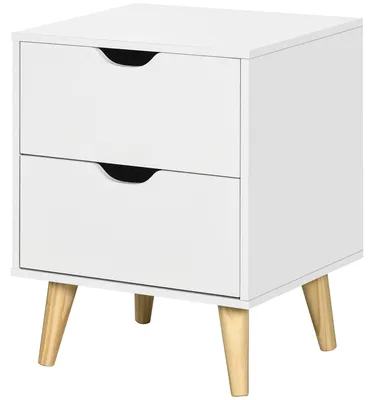 Produktbild von Skandinavischer Nachttisch mit 2 Schubladen, fš¹r Schlaf- oder Wohnzimmer, 40 x 35 x 50,5 cm, wei?