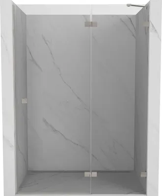 Produktbild von Mexen Lunar Duschtür, schwenkbar, rechts, 130 cm, transparent, gebürstetes Nickel - 834-130-000-97-00-P