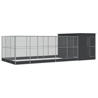 Produktbild von vidaXL Voliere mit Erweiterung Silbern 704x303x216 cm Stahl