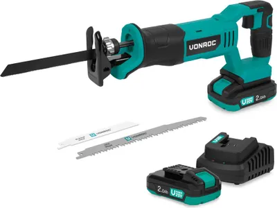 Produktbild von Vonroc Akku-Säbelsäge 20V | Inkl. 3 Sägeblätter – Inkl. 2x 2.0Ah Akkus und Ladegerät