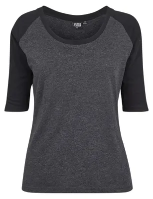 Immagine prodotto di Urban Classics - Top con maniche raglan da donna con maniche a 3/4 TN890 (S) (antracite/nero)