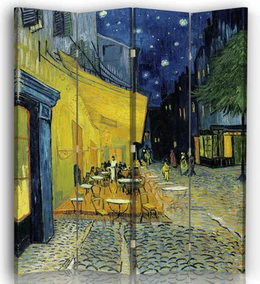 Produktbild von Paravent - Raumteiler Caféterrasse am Abend - Vincent Van Gogh - Dekorativer Raumtrenner cm. 145x170 (4 x)