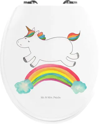 Produktbild von Mr. & Mrs. Panda WC Brille Einhorn Regenbogen - Weiß - Geschenk, Glitzer, Einhornpower, klo deckel, WC-Sitz, Erwachsenwerden, Unicorn, Sitz, Deko, Klo-Deckel, Klodeckel