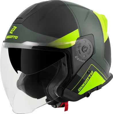 Image de Bogotto H586 City-B casque jet, noir mat/vert/jaune, L