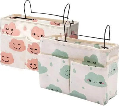 Produktbild von Betttaschen Hochbett, 2 Pcs Bett Organizer Zum Einhängen, Bettaufhänger Organizer, Nachttisch Tasche, Hängetasche Bett, Betttaschen Multifunktionale für Buch, Zeitschriften, Fernbedienung, Handy