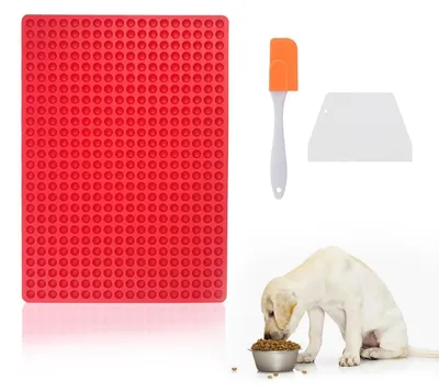 Produktbild von Backmatte Hundekekse 468 Löcher Halbkugel 1.2cm Silikon Rot mit Teigschaber BPA-frei