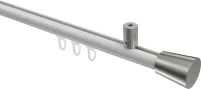 Produktbild von Interdeco Innenlaufstange / Gardinenstange mit Innenlauf Weiß / Edelstahl-Optik, Typ Sonius Sitra (Konus) Deckenmontage, 20 mm Ø 1-läufig, 100 cm