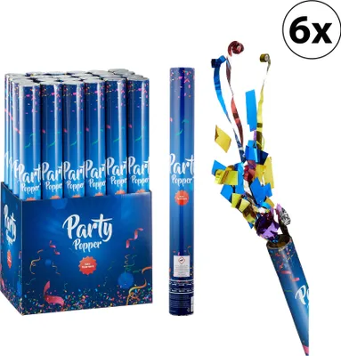 Produktbild von 6er Set Party-Popper De Luxe 40cm Konfettikanone Set Konfettiregen Geburtstag Silvester Party